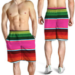 Colorful Mexican Blanket Stripe Print Men's Shorts