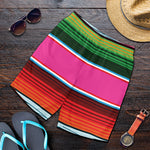 Colorful Mexican Blanket Stripe Print Men's Shorts