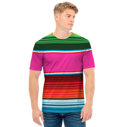 Colorful Mexican Blanket Stripe Print Men's T-Shirt