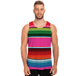Colorful Mexican Blanket Stripe Print Men's Tank Top