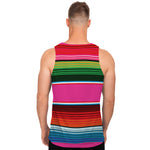 Colorful Mexican Blanket Stripe Print Men's Tank Top