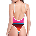Colorful Mexican Blanket Stripe Print One Piece High Cut Swimsuit