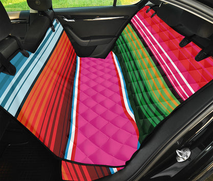 Colorful Mexican Blanket Stripe Print Pet Car Back Seat Cover