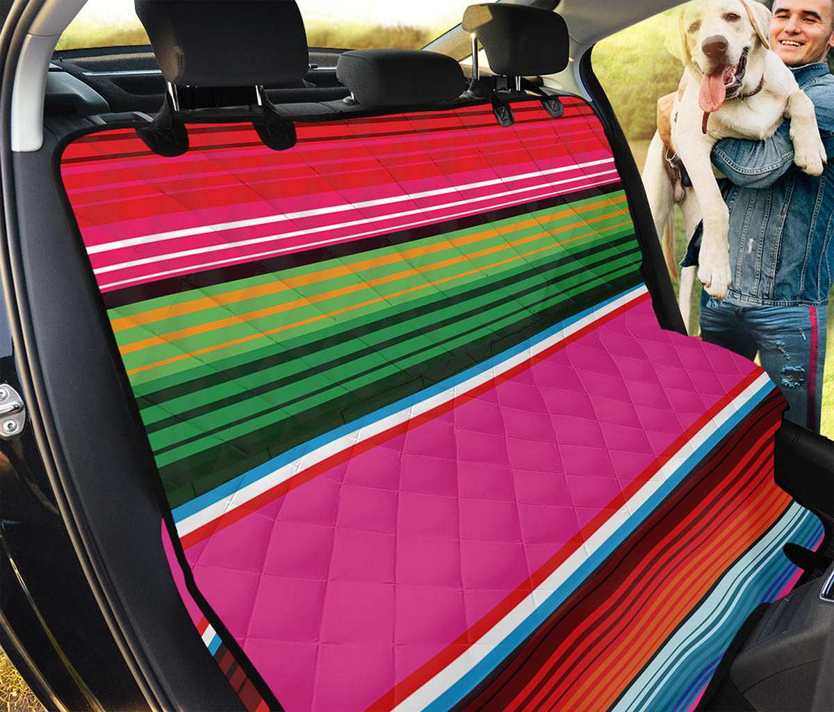 Colorful Mexican Blanket Stripe Print Pet Car Back Seat Cover
