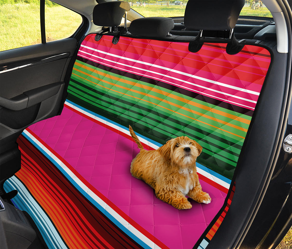 Colorful Mexican Blanket Stripe Print Pet Car Back Seat Cover