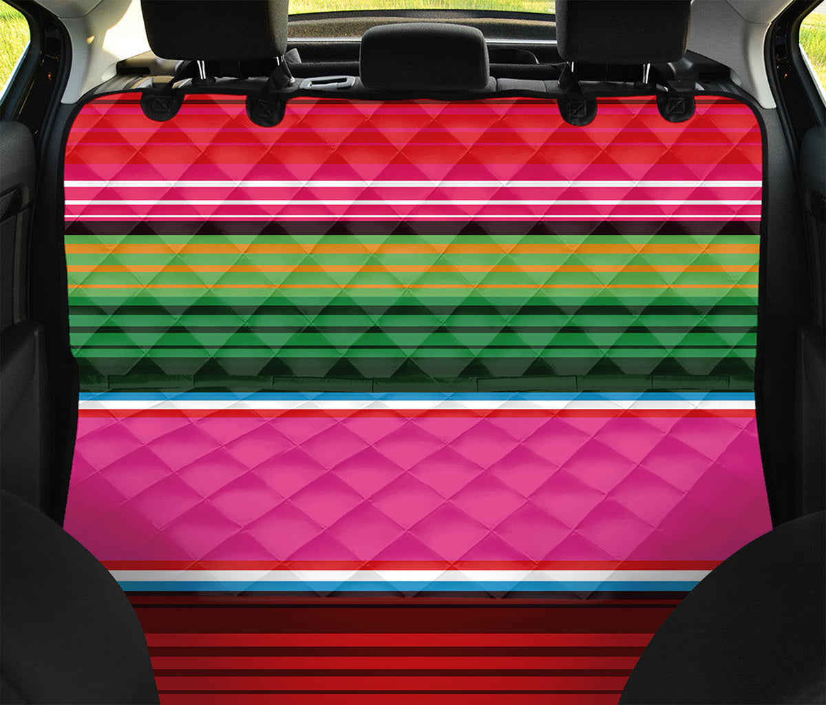 Colorful Mexican Blanket Stripe Print Pet Car Back Seat Cover