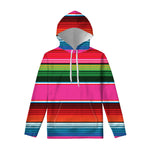 Colorful Mexican Blanket Stripe Print Pullover Hoodie