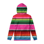 Colorful Mexican Blanket Stripe Print Pullover Hoodie