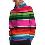 Colorful Mexican Blanket Stripe Print Pullover Hoodie