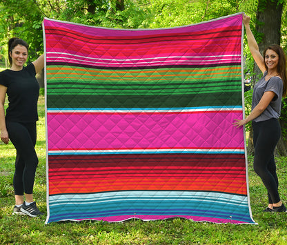 Colorful Mexican Blanket Stripe Print Quilt