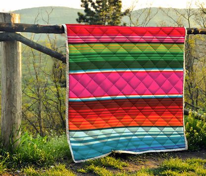 Colorful Mexican Blanket Stripe Print Quilt