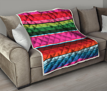 Colorful Mexican Blanket Stripe Print Quilt