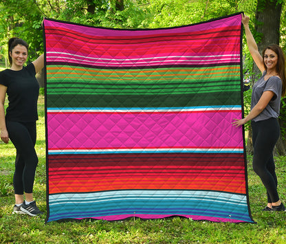 Colorful Mexican Blanket Stripe Print Quilt