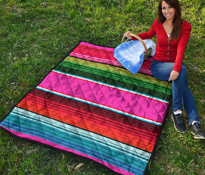 Colorful Mexican Blanket Stripe Print Quilt
