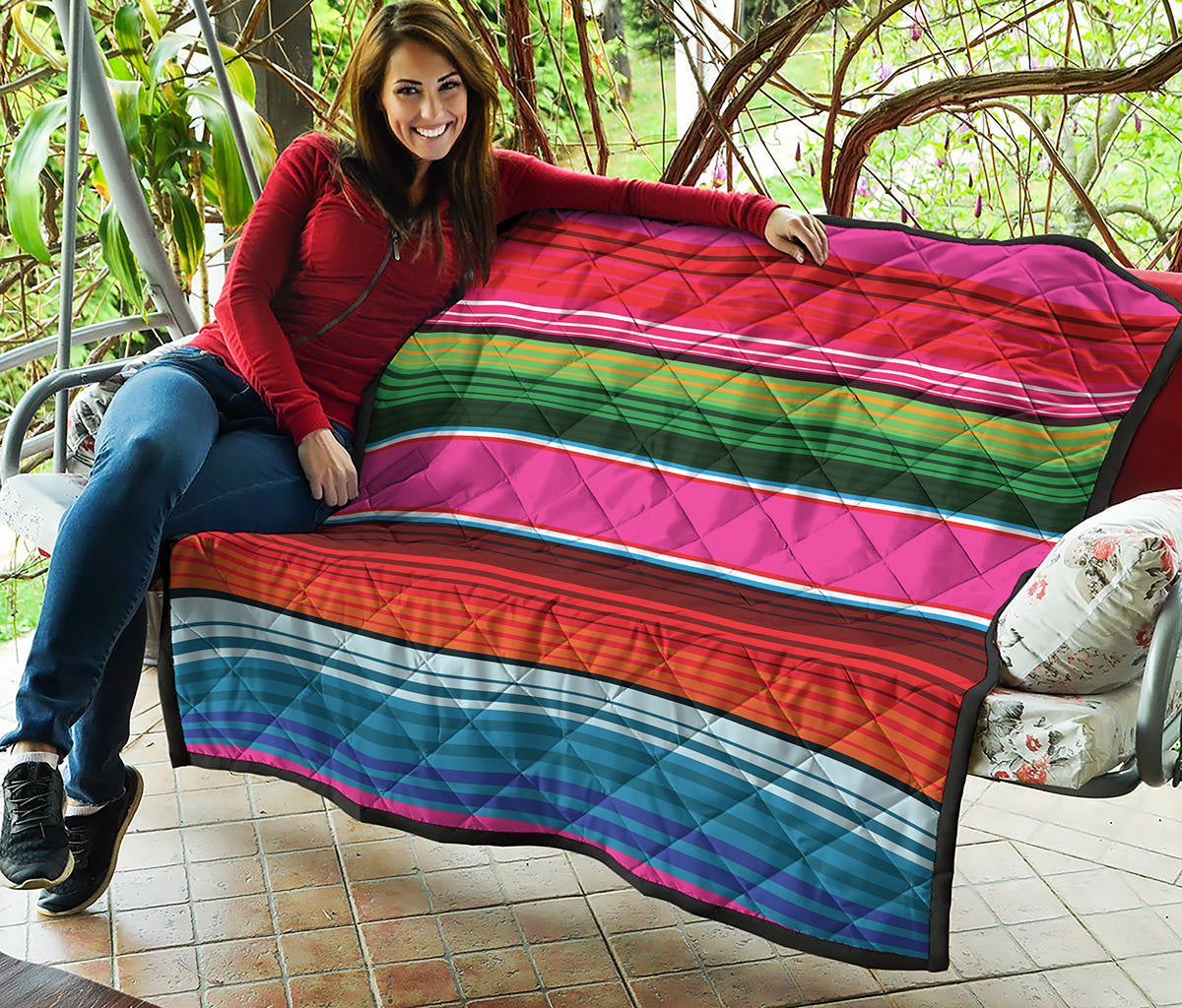 Colorful Mexican Blanket Stripe Print Quilt
