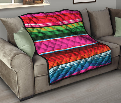 Colorful Mexican Blanket Stripe Print Quilt