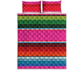 Colorful Mexican Blanket Stripe Print Quilt Bed Set
