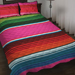 Colorful Mexican Blanket Stripe Print Quilt Bed Set