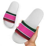 Colorful Mexican Blanket Stripe Print White Slide Sandals