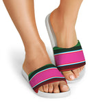Colorful Mexican Blanket Stripe Print White Slide Sandals