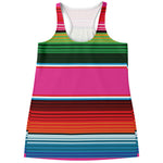 Colorful Mexican Blanket Stripe Print Women's Racerback Tank Top