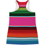 Colorful Mexican Blanket Stripe Print Women's Racerback Tank Top