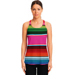 Colorful Mexican Blanket Stripe Print Women's Racerback Tank Top
