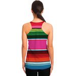Colorful Mexican Blanket Stripe Print Women's Racerback Tank Top