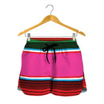 Colorful Mexican Blanket Stripe Print Women's Shorts