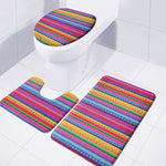 Colorful Mexican Serape Pattern Print 3 Piece Bath Mat Set