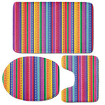 Colorful Mexican Serape Pattern Print 3 Piece Bath Mat Set