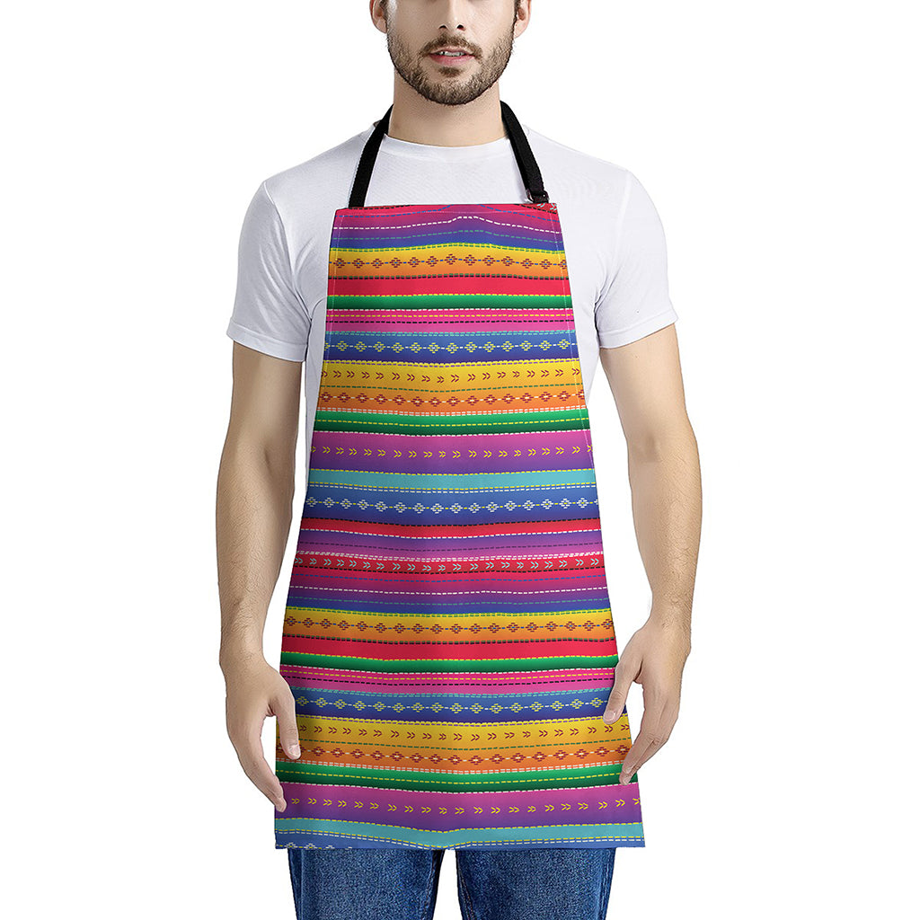 Colorful Mexican Serape Pattern Print Apron