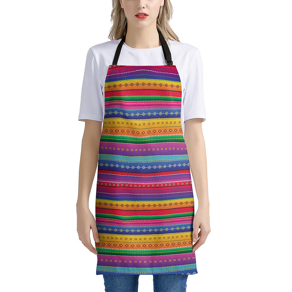 Colorful Mexican Serape Pattern Print Apron
