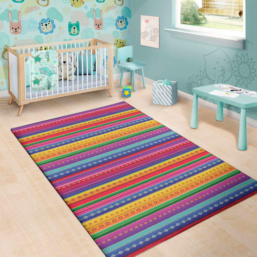 Colorful Mexican Serape Pattern Print Area Rug