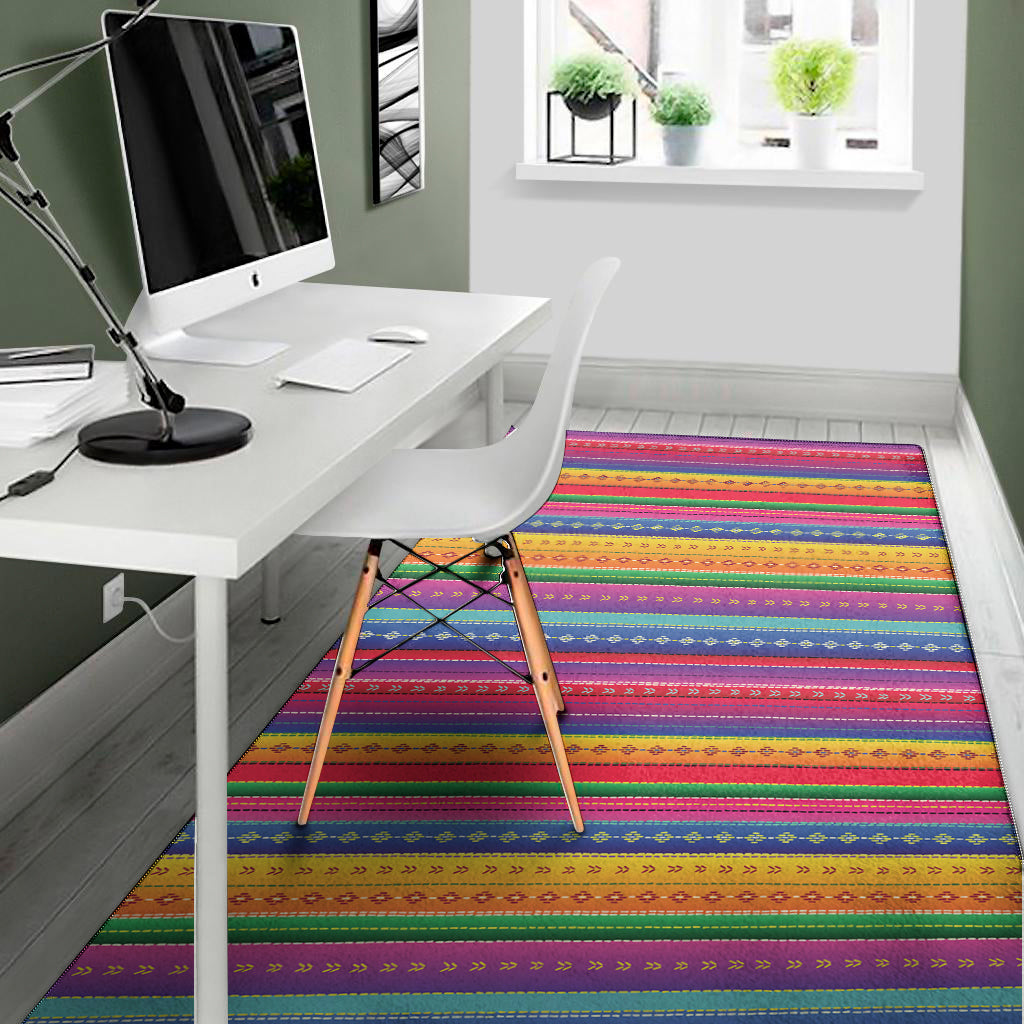 Colorful Mexican Serape Pattern Print Area Rug
