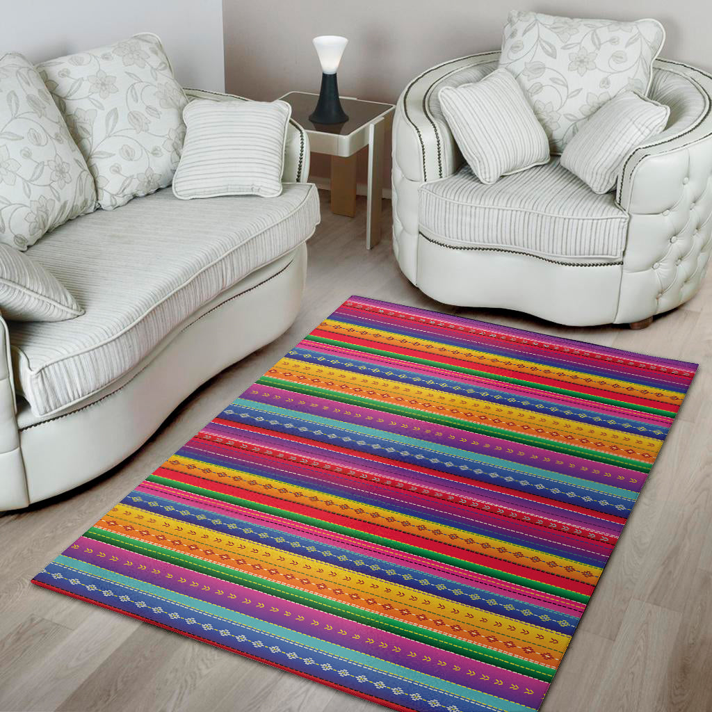 Colorful Mexican Serape Pattern Print Area Rug