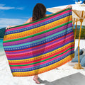 Colorful Mexican Serape Pattern Print Beach Sarong Wrap