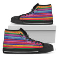 Colorful Mexican Serape Pattern Print Black High Top Sneakers