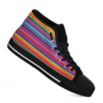 Colorful Mexican Serape Pattern Print Black High Top Shoes