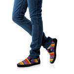 Colorful Mexican Serape Pattern Print Black Slip On Shoes