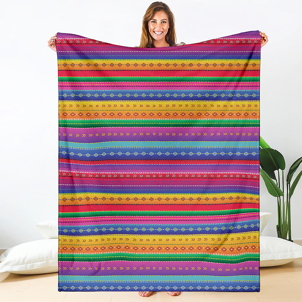 Colorful Mexican Serape Pattern Print Blanket