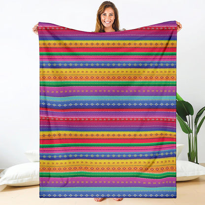Colorful Mexican Serape Pattern Print Blanket