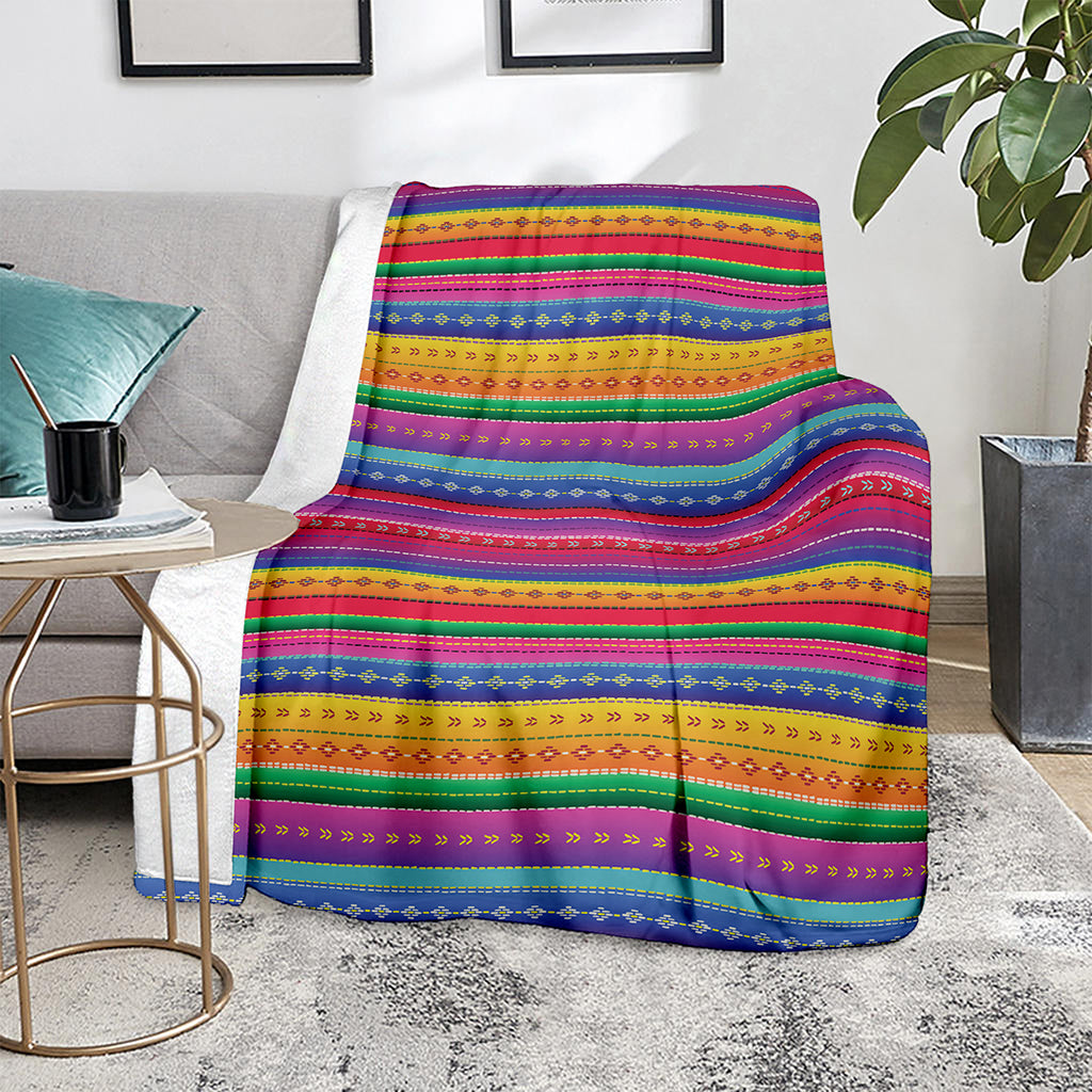 Colorful Mexican Serape Pattern Print Blanket