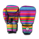 Colorful Mexican Serape Pattern Print Boxing Gloves