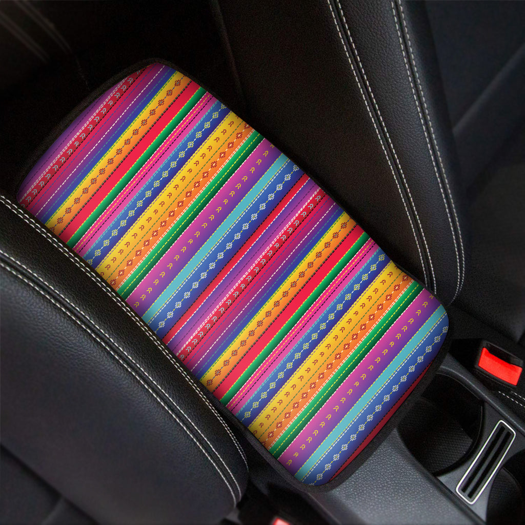 Colorful Mexican Serape Pattern Print Car Center Console Cover