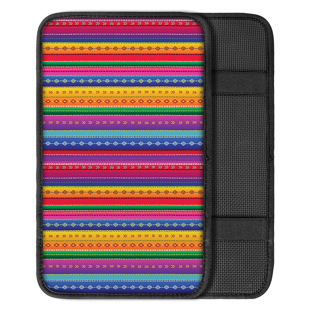Colorful Mexican Serape Pattern Print Car Center Console Cover