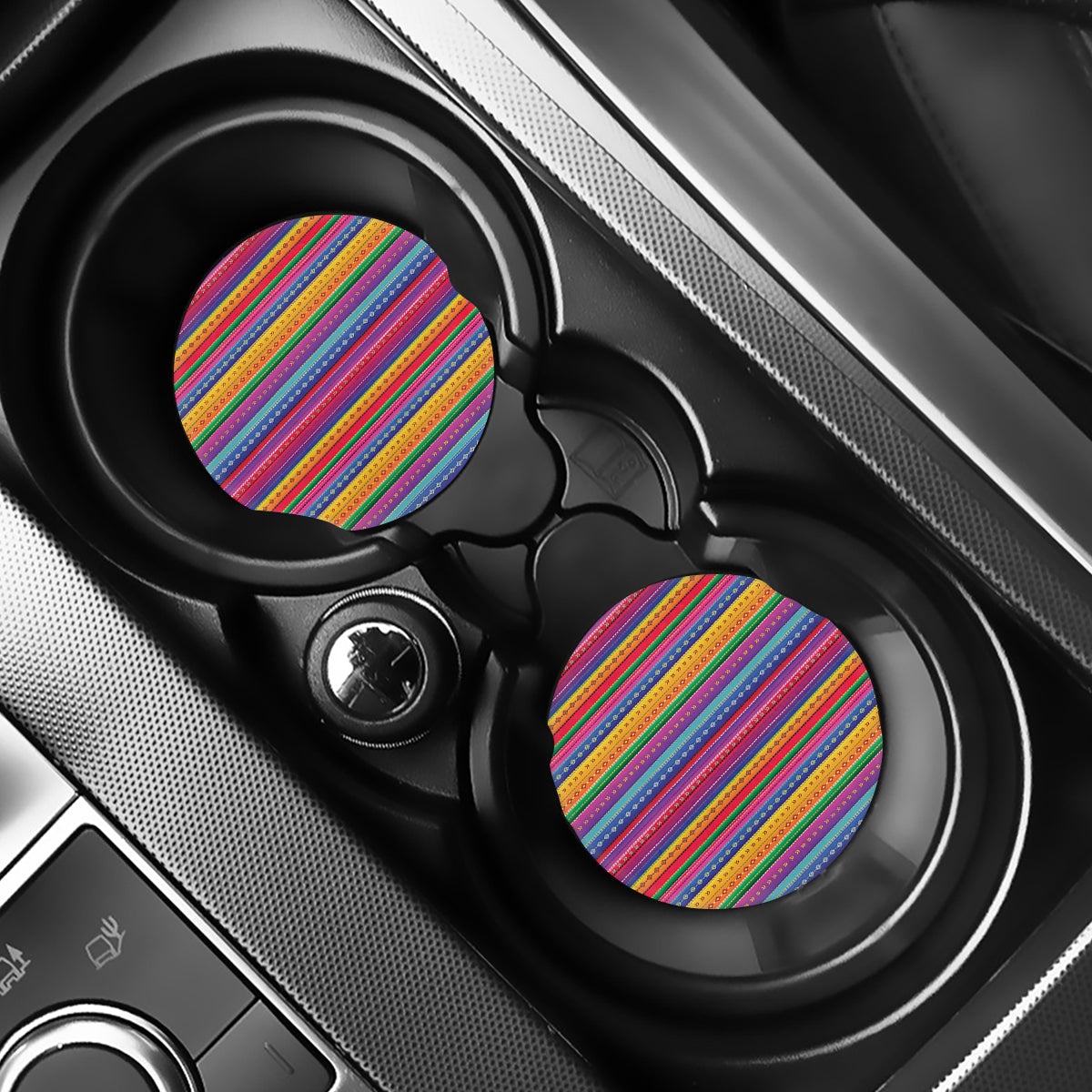 Colorful Mexican Serape Pattern Print Car Coasters