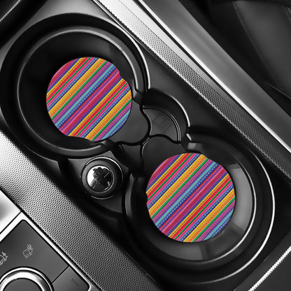 Colorful Mexican Serape Pattern Print Car Coasters