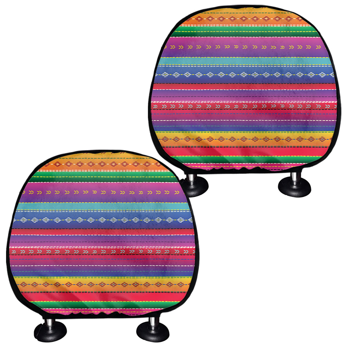 Colorful Mexican Serape Pattern Print Car Headrest Covers