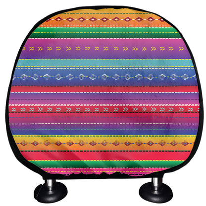 Colorful Mexican Serape Pattern Print Car Headrest Covers